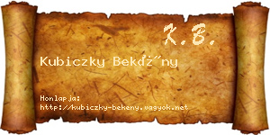 Kubiczky Bekény névjegykártya